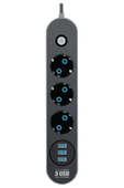 MEGAMUS Akım Korumalı 3’lü Grup Priz 1 Mini led Uzatma Kablosu 3X Usb 3X Anahtar 2M Kablo 2500w - 2