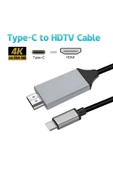 MEGAMUS Type-C HDMI USB 3.1 uyumlu adaptör kablosu HDTV 30Hz 4K USB-C kablo PC için monitör thumbnail 3
