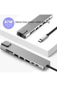 MEGAMUS 4K çok fonksiyonlu adaptör 8v1 USB RJ45 HD Ethernet adaptörü USB 3.0 kart okuyucu PD/SD/TF - 1