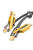 MEGAMUS 4in1 USB+C Type C to Lightning Şarj Kablosu Metal Başlık Sağlam Kablo 60W PD Hızlı Şarj - 3