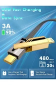 MEGAMUS 4in1 USB+C Type C to Lightning Şarj Kablosu Metal Başlık Sağlam Kablo 60W PD Hızlı Şarj - 4