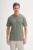 Cazador Bisiklet Yaka Slim Fit Likarlı Düz Tişört 4163 Haki thumbnail 2