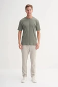 Cazador Bisiklet Yaka Slim Fit Likarlı Düz Tişört 4163 Haki thumbnail 3