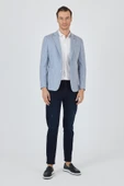 İndigo Mavi Çizgili Desen Örme Kılıç Yaka Pamuklu 6 Drop Slim Fit Casual Ceket 1002250111_320 thumbnail 2