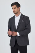 Koyu Antrasit Mono Yaka Bez Ayağı Tam Astar Esnek 4 Drop Comfort Fit Classic Ceket 1002250157 thumbnail 3