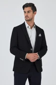 Siyah Mono Yaka Gofreli  Esnek 6 Drop Slim Fit Casual  Ceket 1002250125 thumbnail 3