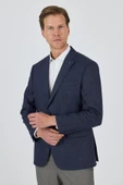 Koyu Lacivert Mono Yaka Bez Ayağı Tam Astar Esnek 4 Drop Comfort Fit Classic Ceket 1002250155 thumbnail 3