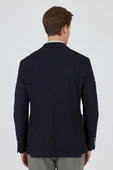 Koyu Lacivert Mono Yaka Gofreli  Esnek 6 Drop Slim Fit Casual  Ceket 1002250126 thumbnail 5