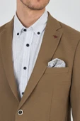 Koyu Vizon Mono Yaka Gofreli  Esnek 6 Drop Slim Fit Casual  Ceket 1002250125 thumbnail 4