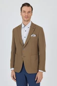 Koyu Vizon Mono Yaka Gofreli  Esnek 6 Drop Slim Fit Casual  Ceket 1002250125 thumbnail 3