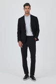 Siyah Mono Yaka Düz 2 Düğme Casual Esnek Slim Fit Ceket 1002250123 thumbnail 2