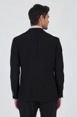Siyah Mono Yaka Düz 2 Düğme Casual Esnek Slim Fit Ceket 1002250123 thumbnail 5