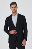 Siyah Mono Yaka Düz 2 Düğme Casual Esnek Slim Fit Ceket 1002250123 thumbnail 1