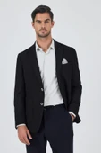 Siyah Mono Yaka Gofreli  Esnek 6 Drop Slim Fit Casual  Ceket 1002250125 thumbnail 1