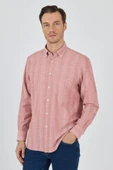 Uzun Kol Çizgili Desen Armürlü Düğmeli Yaka cepli Pamuklu Classic Comfort Fit Gömlek 1004250157 thumbnail 2