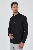 Uzun Kol Düz Bez Ayağı Düğmeli Yaka Cepsiz Pamuklu Casual Slim Fit Gömlek 1004250212 thumbnail 1