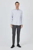Uzun Kol Desenli Armürlü Sert Yaka cepli Pamuklu Classic Comfort Fit Gömlek 1004250183 thumbnail 2