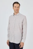 Kahverengi Uzun Kol Cepsiz Pamuk Casual Comfort Fit Gömlek 1004250127 thumbnail 2