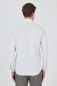 Beyaz-Gri Sert Yaka Cepsiz Gabardin Uzun Kol Slim Fit Esnek Gömlek 1004250231 thumbnail 5
