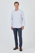 Uzun Kol Kareli Desen Bez Ayağı Sert Yaka cepli Pamuklu Classic Comfort Fit Gömlek 1004250176 - 2