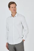 Beyaz Sert Yaka Cepsiz Gabardin Uzun Kol Slim Fit Esnek Gömlek 1004250231 thumbnail 1