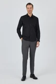 Siyah Sert Yaka Düz Classic Pamuklu Slim Fit Gömlek 1004250900 thumbnail 2