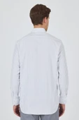 Uzun Kol Çizgili Desen Bez Ayağı Sert Yaka cepli Pamuklu Classic Comfort Fit Gömlek 1004250192 thumbnail 5