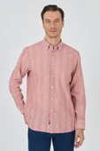 Uzun Kol Çizgili Desen Armürlü Düğmeli Yaka cepli Pamuklu Classic Comfort Fit Gömlek 1004250157 thumbnail 1