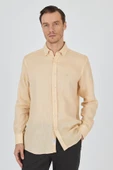 Uzun Kol Düz Keten Düğmeli Yaka Cepsiz Casual Comfort Fit Gömlek 1004250114 thumbnail 1
