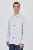 Uzun Kol Çizgili Desen Bez Ayağı Düğmeli Yaka cepli Pamuklu Casual Comfort Fit Gömlek 1004250100 thumbnail 1