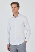 Uzun Kol Çizgili Desen Bez Ayağı İtalyan Yaka Cepsiz Esnek Classic Slim Fit Gömlek 1004250202 thumbnail 2