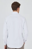Uzun Kol Düz Bez Ayağı Sert Yaka Cepsiz Pamuklu Classic Slim Fit Gömlek 1004250211 - 5