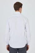 Uzun Kol Desenli Armürlü Sert Yaka Cepsiz Pamuklu Classic Slim Fit Gömlek 1004250185 thumbnail 5