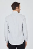 Beyaz-Gri Sert Yaka Cepsiz Gabardin Uzun Kol Slim Fit Esnek Gömlek 1004250232 thumbnail 5