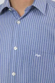 Uzun Kol Çizgili Desen Armürlü Sert Yaka cepli Pamuklu Classic Comfort Fit Gömlek 1004250173 thumbnail 4