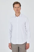 Uzun Kol Düz Bez Ayağı Sert Yaka Cepsiz Pamuklu Classic Slim Fit Gömlek 1004250211 - 1