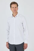 Beyaz Sert Yaka Cepsiz Gabardin Uzun Kol Slim Fit Esnek Gömlek 1004250234 thumbnail 1