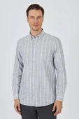 Uzun Kol Çizgili Desen Düğmeli Yaka cepli Classic Comfort Fit Gömlek 1004250189 thumbnail 1
