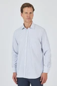 Uzun Kol Kareli Desen Bez Ayağı Sert Yaka cepli Pamuklu Classic Comfort Fit Gömlek 1004250176 - 1