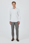 Beyaz Sert Yaka Cepsiz Gabardin Uzun Kol Slim Fit Esnek Gömlek 1004250231 thumbnail 2
