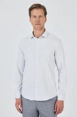 Uzun Kol Çizgili Desen Bez Ayağı İtalyan Yaka Cepsiz Esnek Classic Slim Fit Gömlek 1004250202 thumbnail 1