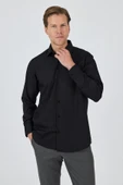 Siyah Klasik Yaka Uzun Kol Cepsiz Comfort Fit Classic Pamuklu Gömlek Gömlek 1004250287 thumbnail 3