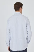 Uzun Kol Kareli Desen Bez Ayağı Sert Yaka cepli Pamuklu Classic Comfort Fit Gömlek 1004250176 - 5