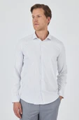 Uzun Kol Çizgili Desen Bez Ayağı İtalyan Yaka Cepsiz Esnek Classic Slim Fit Gömlek 1004250202 thumbnail 3