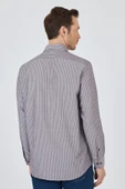 Uzun Kol Çizgili Desen Armürlü Sert Yaka cepli Pamuklu Classic Comfort Fit Gömlek 1004250173 thumbnail 5