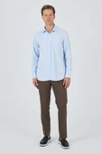 Uzun Kol Desenli Armürlü Sert Yaka cepli Pamuklu Classic Comfort Fit Gömlek 1004250178 thumbnail 1