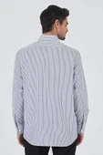 Uzun Kol Çizgili Desen Bez Ayağı Sert Yaka cepli Pamuklu Classic Comfort Fit Gömlek 1004250179 thumbnail 5