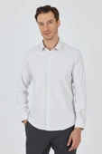 Beyaz Sert Yaka Cepsiz Gabardin Uzun Kol Slim Fit Esnek Gömlek 1004250232 thumbnail 1