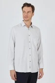 Uzun Kol Desenli Armürlü Sert Yaka cepli Pamuklu Classic Comfort Fit Gömlek 1004250174 thumbnail 2