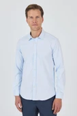 Uzun Kol Düz Bez Ayağı Sert Yaka Cepsiz Pamuklu Classic Slim Fit Gömlek 1004250211 - 1